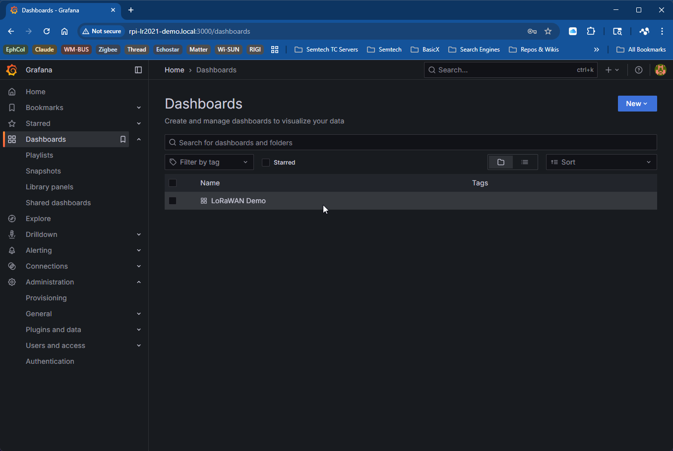 Grafana LoRaWAN Dashboard Select